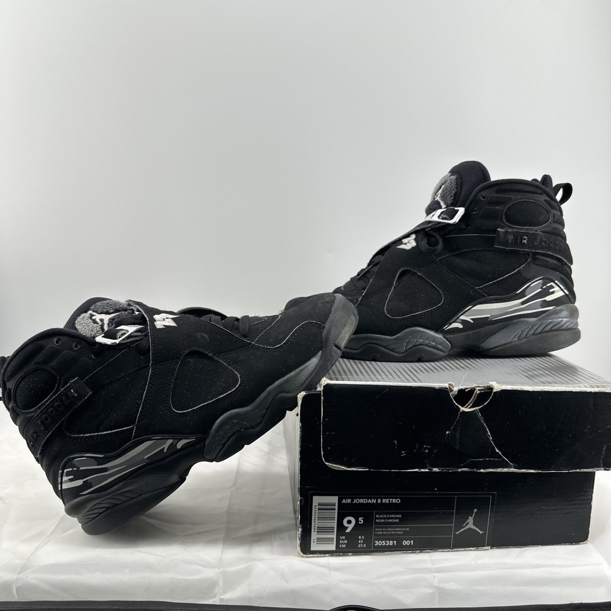 Size 9.5 - Jordan 8 Retro Chrome 2002 With Original Box “ See