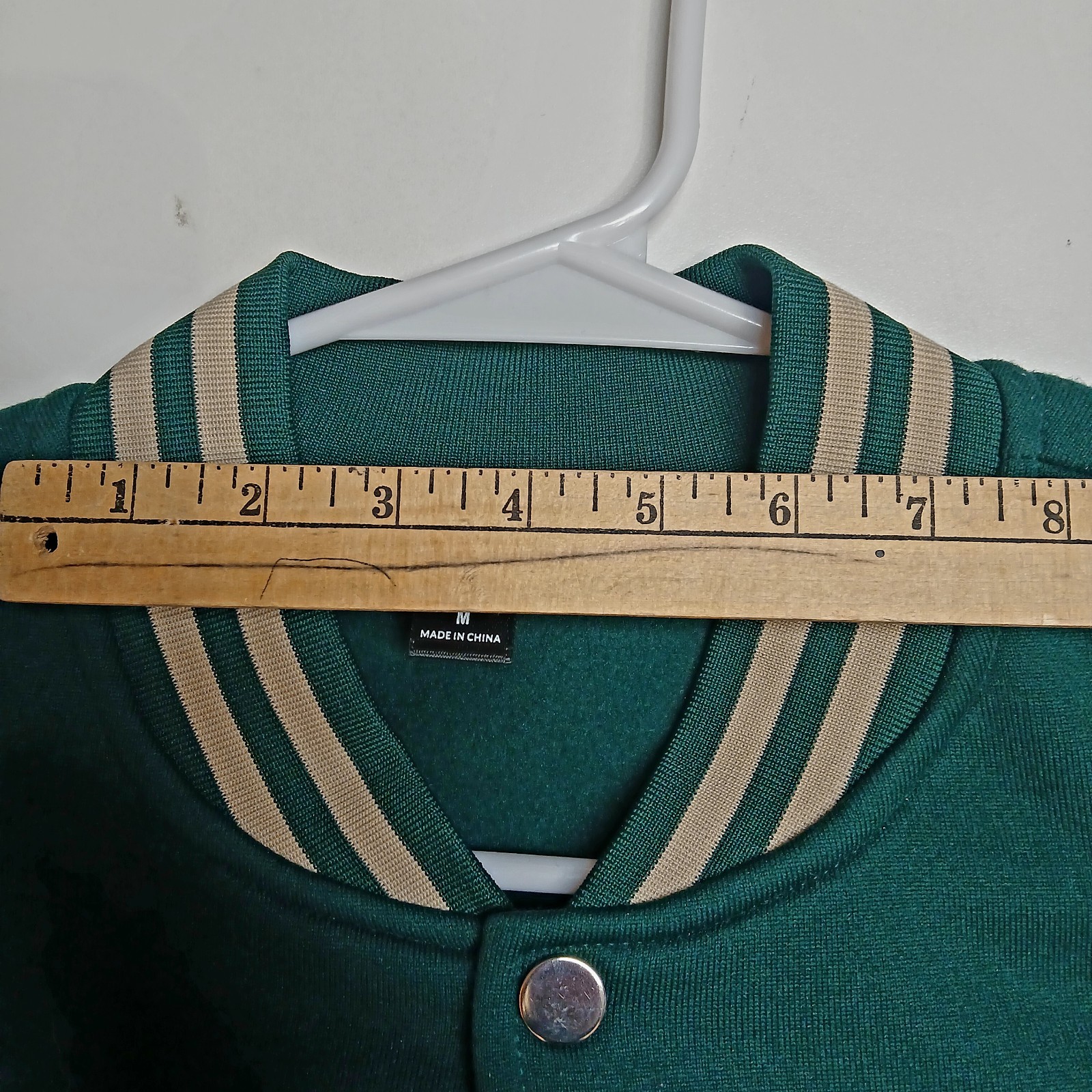 Manfinity Green Beige Varsity Jacket Patch Embroi… - image 8