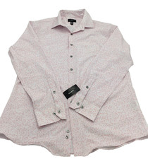 Alfani Mens Slim Fit Dress Shirt in White Pink 16-16.5 32-33