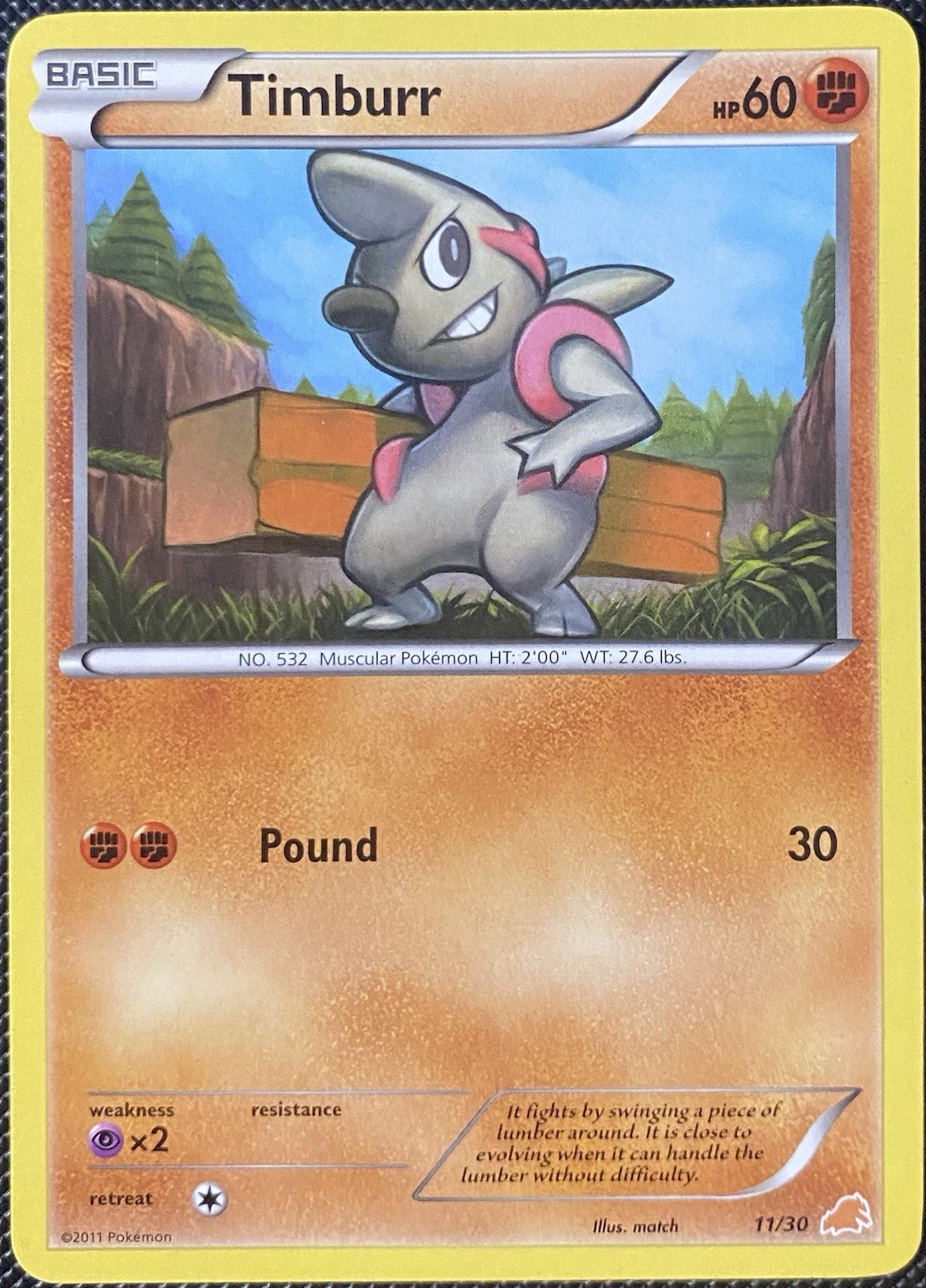 Timburr (#11) 11/30 BW Trainer Kit: Excadrill & Zoroark Regular - Pokémon 
