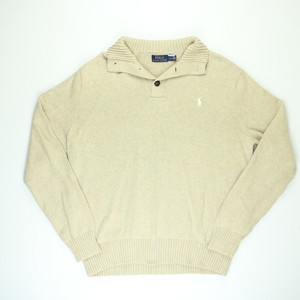 Polo Ralph Lauren Hombre Suéter Sudadera Grande Beige Cuello Alto con  Botones | eBay