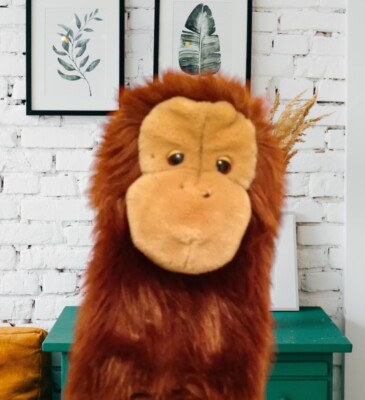 VINTAGE AFFE HANDPUPPE PLÜSCHTIER STOFFTIER LIFE LIKE DAKIN 1988 SELTEN SAUBER SEHR GUTER ZUSTAND