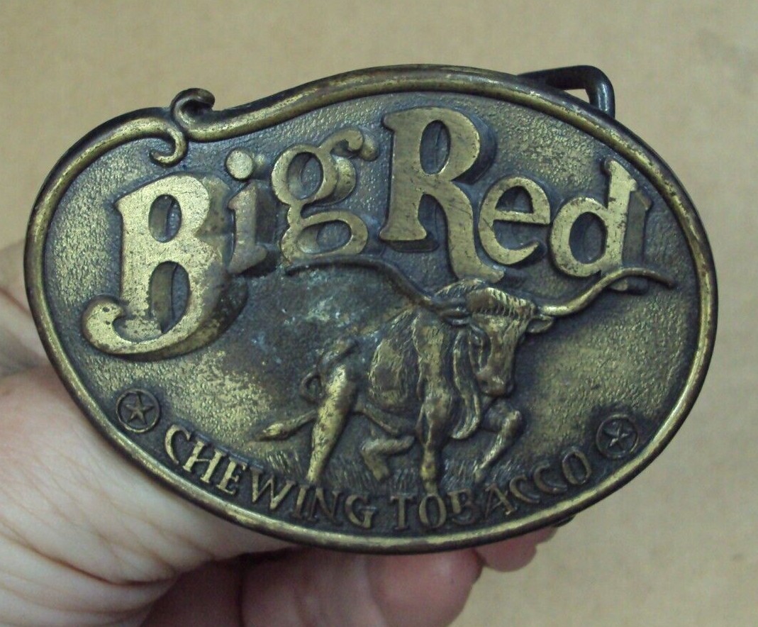 big red chewing tobacco belt buckle Vtg Men's Metal Belt Buckle ~ BIG RED