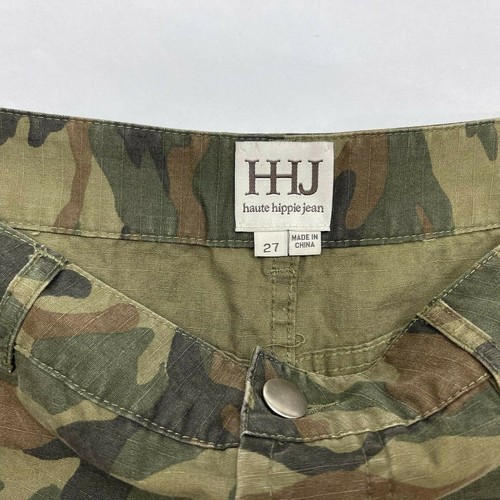Haute Hippie Jean Camo Shorts Cotton Button Fly Raw Hem Pockets Green Women 27 - Picture 6 of 8