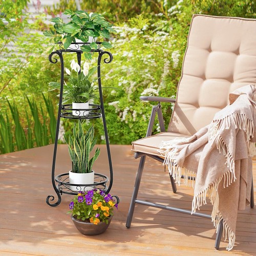 DelSol Plant Stand Metal Flower Pots Holder Indoor Display Rack Corner Outdoor - Picture 50 of 51