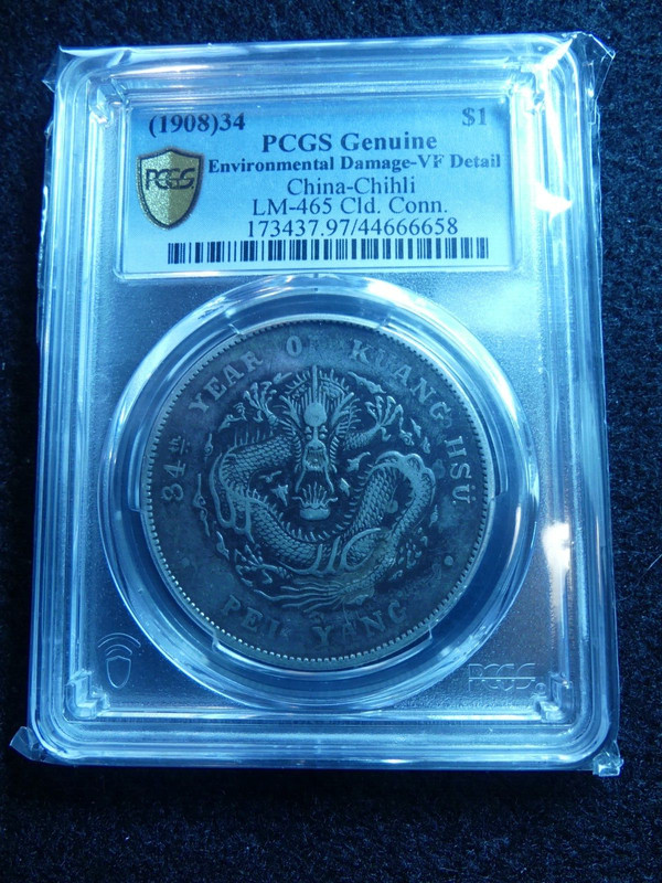 CHINA, Silver Chihli 1908 Dollar, PCGS VF Details