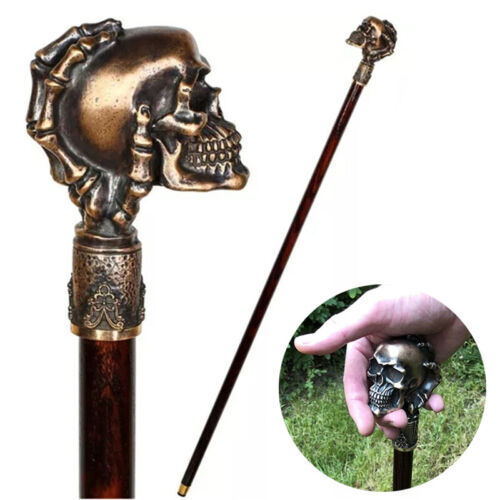 Set Di 7 Bastoni Da Passeggio In Legno Antico Con Manico In Ottone - NUOVI - 4