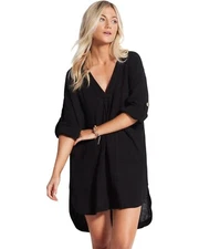 Seafolly L45625 Black Aloha Essential Cover-Up Women's Size XS