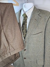 Vtg 1960s Union Made Jos A Banks Tweed Jacket 43L, Wool Pants 36x31 Shirt  tie