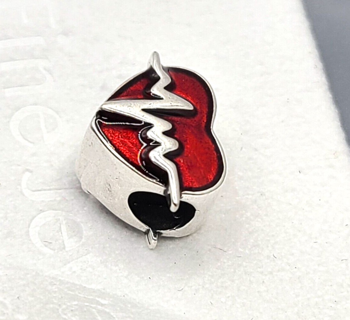 925 Solid Sterling Silver Red Heartbeat Electroca… - image 3