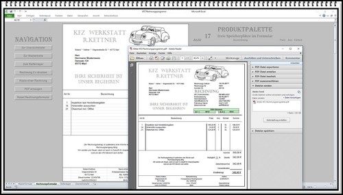 Rechnungsprogramm mit Datenbank für KFZ Betriebe KBA Nr incl. Reifenlager Excel - Bild 2 von 5