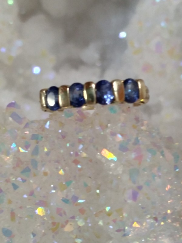RARE Blue Tanzanite Ring 14k Gold Band