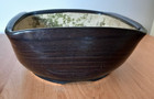 Studio pottery planter bonsai cactus signed PW glazed square H10cm x W18 x L20cm
