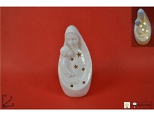 Presepe Natività in Ceramica Madonna Bambino con Luce