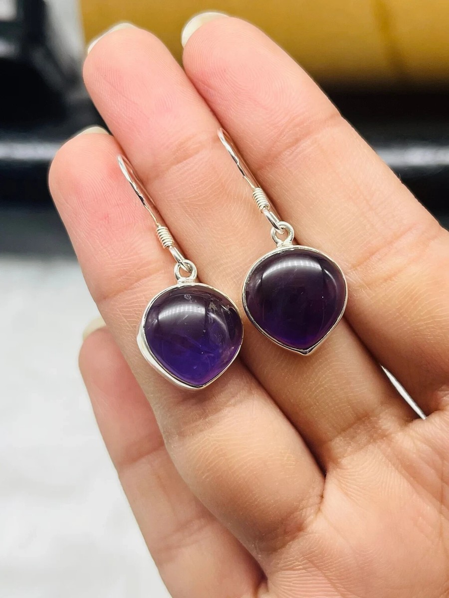 Dark Purple Amethyst Gemstone Earrings Dark Purple Amethyst