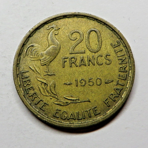 France 20 Francs 1950 Aluminum-Bronze KM#917.1