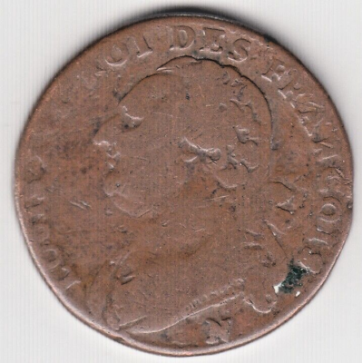 FRANCE 1793-N or 1792-N 12 Deniers, Montpellier Mint Louis XVI KM