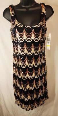 Jump Apparel-Women's multi-color shiny sequin design dress size 3/4