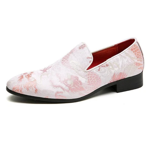 Men's Dress Party Comfort Loafers Pointed Toe Slip on Embroidery Floral Shoes Sz - Bild 14 von 14