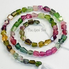Old Stock Multi Color Tourmaline Faceted Freeform Nugget Beads 14 inch strand
