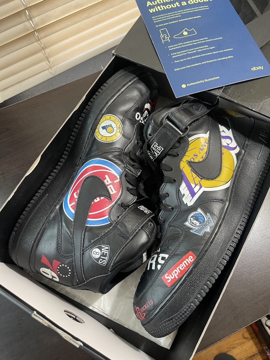 Nike Supreme x NBA x Air Force 1 07 Mid Black Size 11.5 Worn
