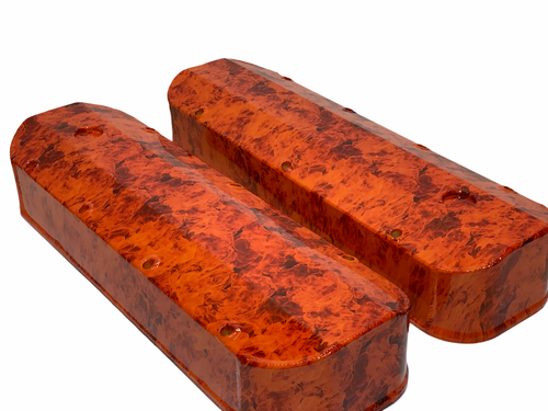 Chevy Big Block Valve Covers 6822G Hydro Dipped Chevy Orange Flames - Picture 4 of 4