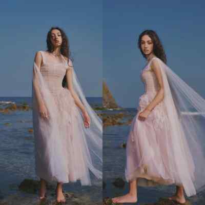 blush pink a line dress Elegant Blush Pink V-neck Floral Top Backless A-line Long Prom Dress, –  AlineBridal