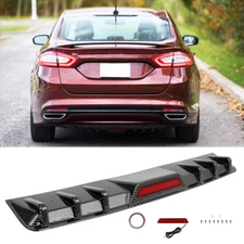 Carbon Rear Bumper Spoiler Diffuser Trim w/LED Tail Light For Ford Fusion/Mondeo