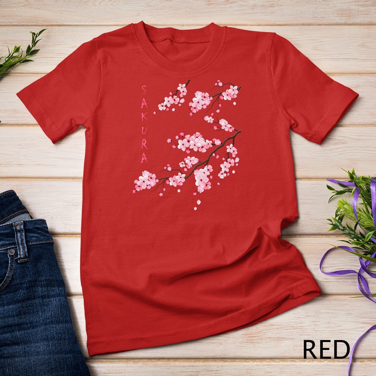 Vintage Sakura Cherry Blossom Japanese Graphical Art Unisex T