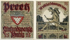 Preetz near Plön, 1 note emergency money 1921, shoes cobbler city cobbler 25 Pfennig