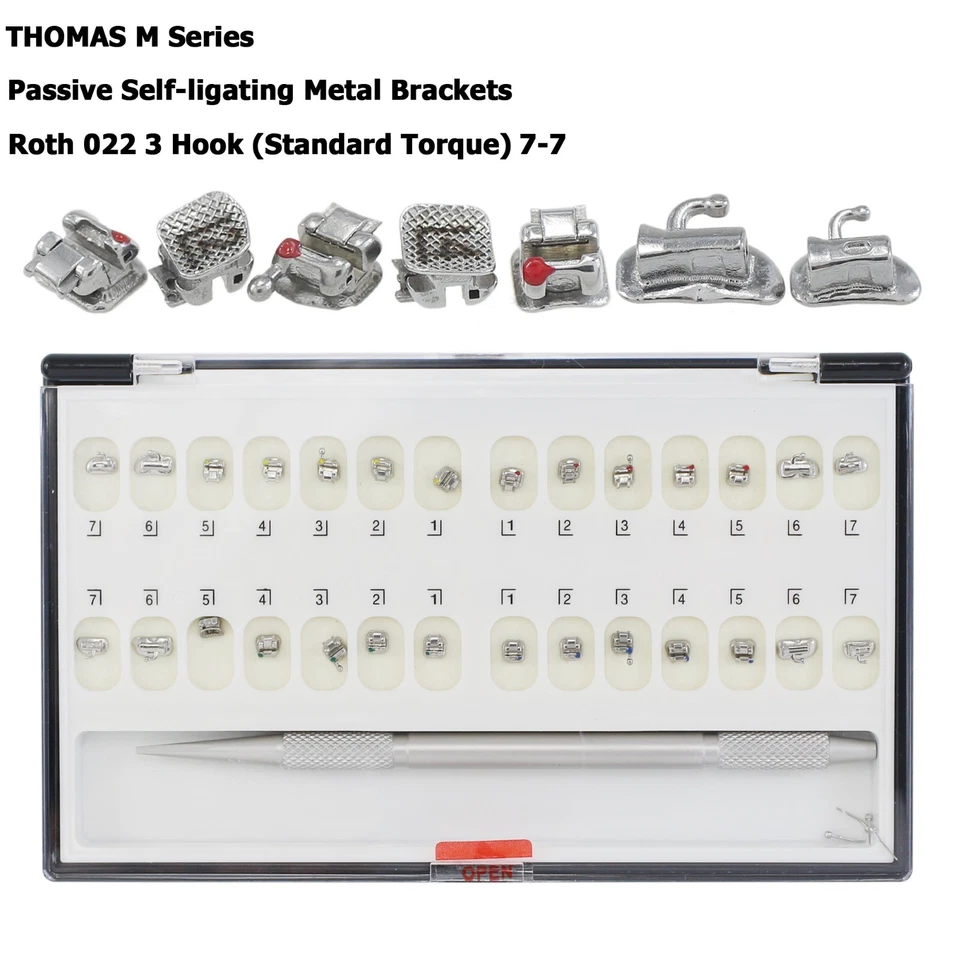 Dental Orthodontic Brackets Self Ligating Braces Metal Ceramic Roth MBT 022 345 - Image 4 of 4