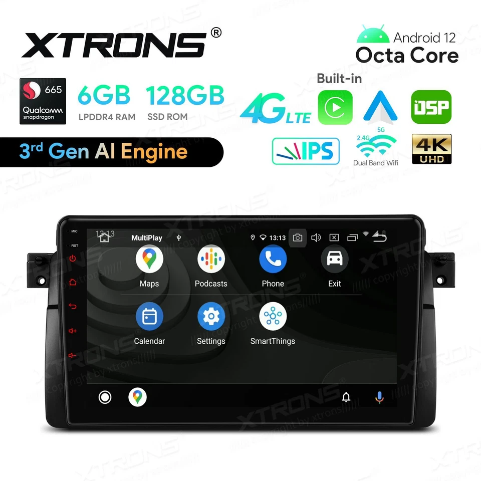 AUTORADIO ANDROID 12 BMW E46 6GB RAM 128 GB ROM WIFI CARPLAY OCTA CORE GPS USB - Immagine 4 di 4