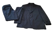 Jos. A. Bank Travelers Collection 2 Pc. Suit Black Pinstripe Blazer 44R Pant 37R