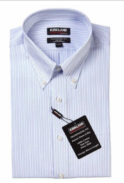 Camicia Da Uomo Kirkland Signature Traditional Fit - Grigio, Non-Iron, Taglia 16.5 32/33