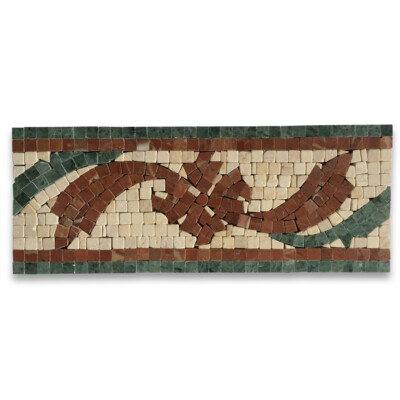 B0046PT Marble Mosaic Border Listello Tile Clover Red 4.7x12 Polished Tumbled