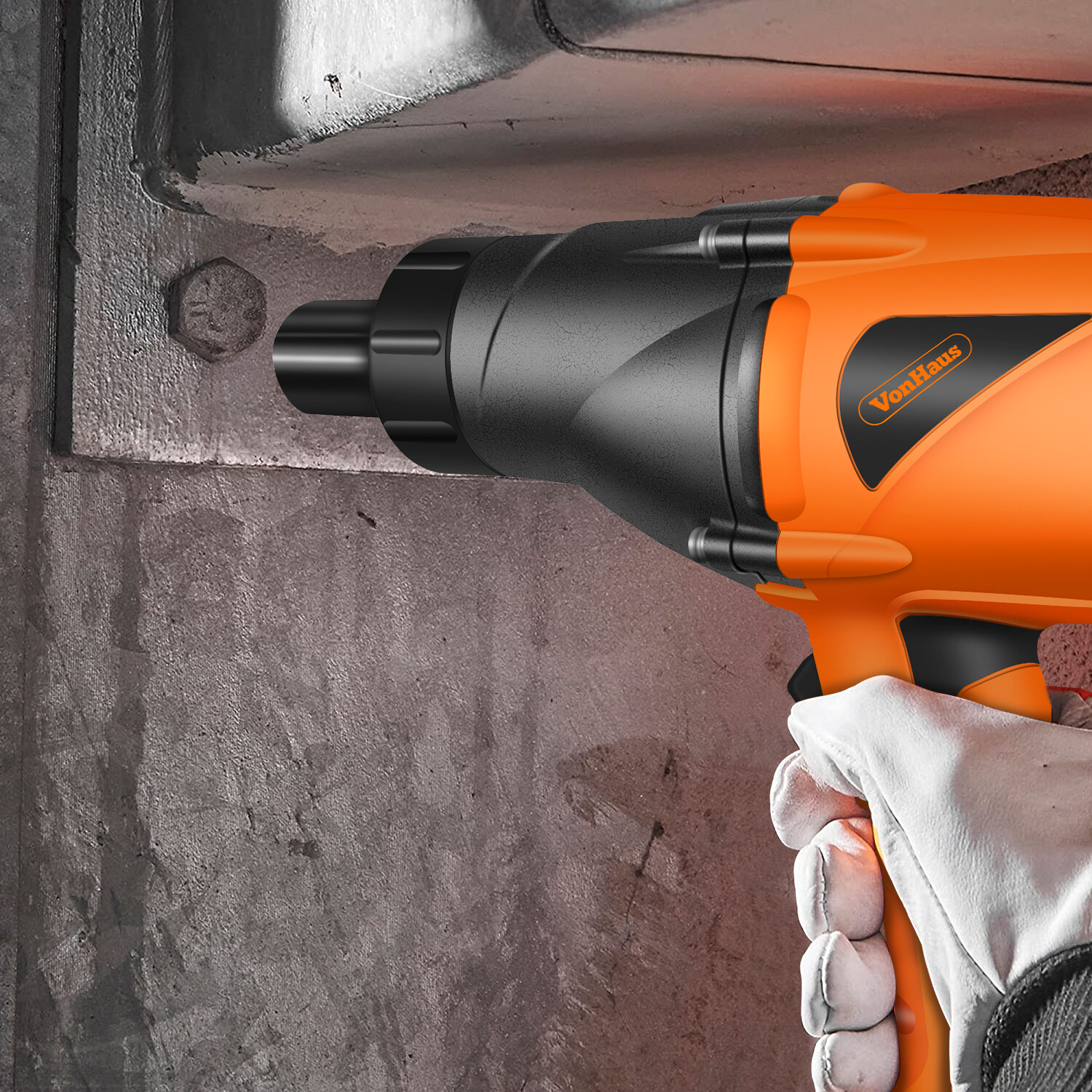 VonHaus 3500185 1000W Corded Electric Impact Wrench Orange/Black for