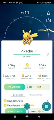 Pikachu ( Batik Shirt ) ( Level 1 ) Pokemon Tr@de Go