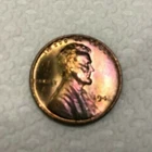 1945-P LINCOLN WHEAT PENNY CENT GEM UNCIRCULATED  RAINBOW TONED COLOR 112