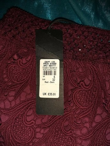RIVER ISLAND Burgundy Lace SHORTS Brand New Women UK Size 6/8 - Picture 9 of 9