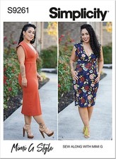 Simplicity Sewing Pattern 9261 Mimi G Knit Dress Womens Size 6-14 Uncut V-Neck