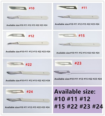 10 Scalpel Chirurgicaux Jetables Stériles #16 Avec Manche Plastique Gradué - Pour Labo, Dissection, Médical