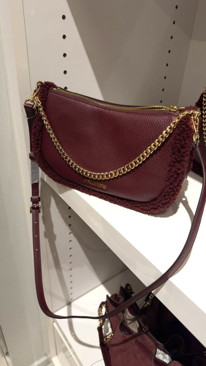 MICHAEL KORS CARMELA MEDIUM LEATHER CHAIN CROSSBODY SHEARLING