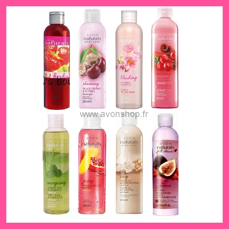 Gel douche fruité ou floral au choix Avon Naturals : fraise, vanille, cerise... - Photo 1/1