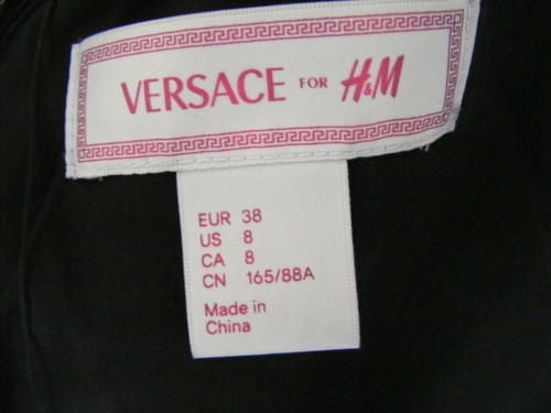 H&M Versace Size 38 (UK 10) Black & Pink Heart Fringe Mini Dress 34" length - Picture 3 of 12