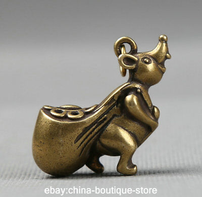 43MM Collect Small Curio Chinese Bronze Lovable Zodiac Animal Dog Wealth Pendant