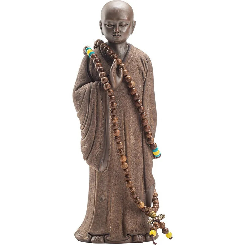 Retro Ceramic Monk Sand Art Sculpture Desktop Decor Statue