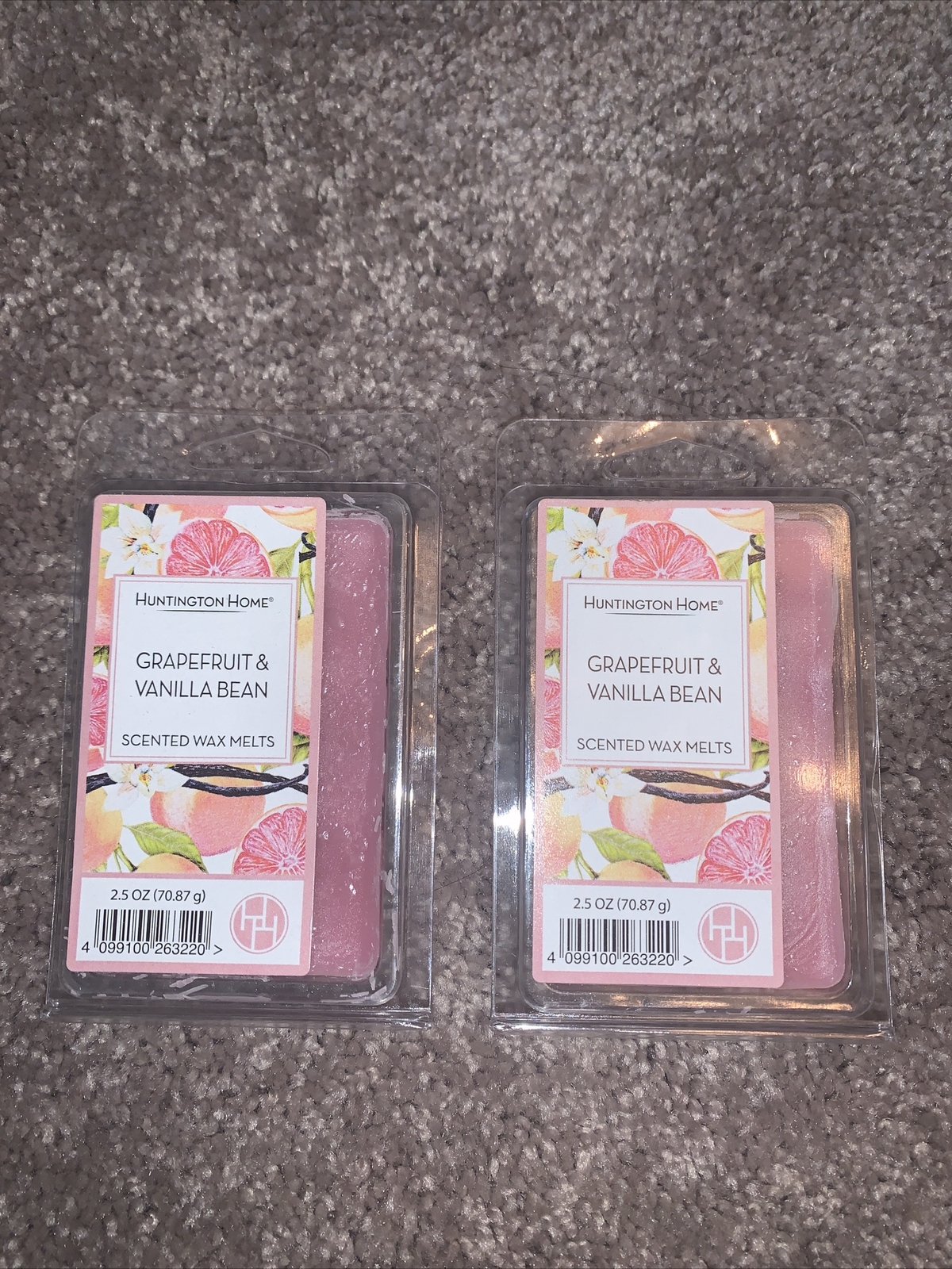 QTY 2 GRAPEFRUIT VANILLA BEAN HUNTINGTON HOME SCENTED WAX MELTS 2.5 oz