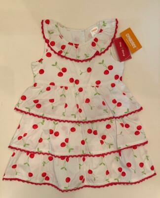 Gymboree Very Cherry Baby Girl White Sundress Red Cherry Print 2T