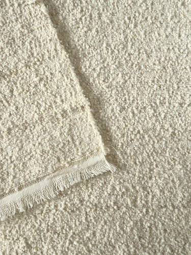Handwoven craft textured bouclé handmade undyed wool  textiles fabrics 1.8x2.7m - Picture 8 of 10