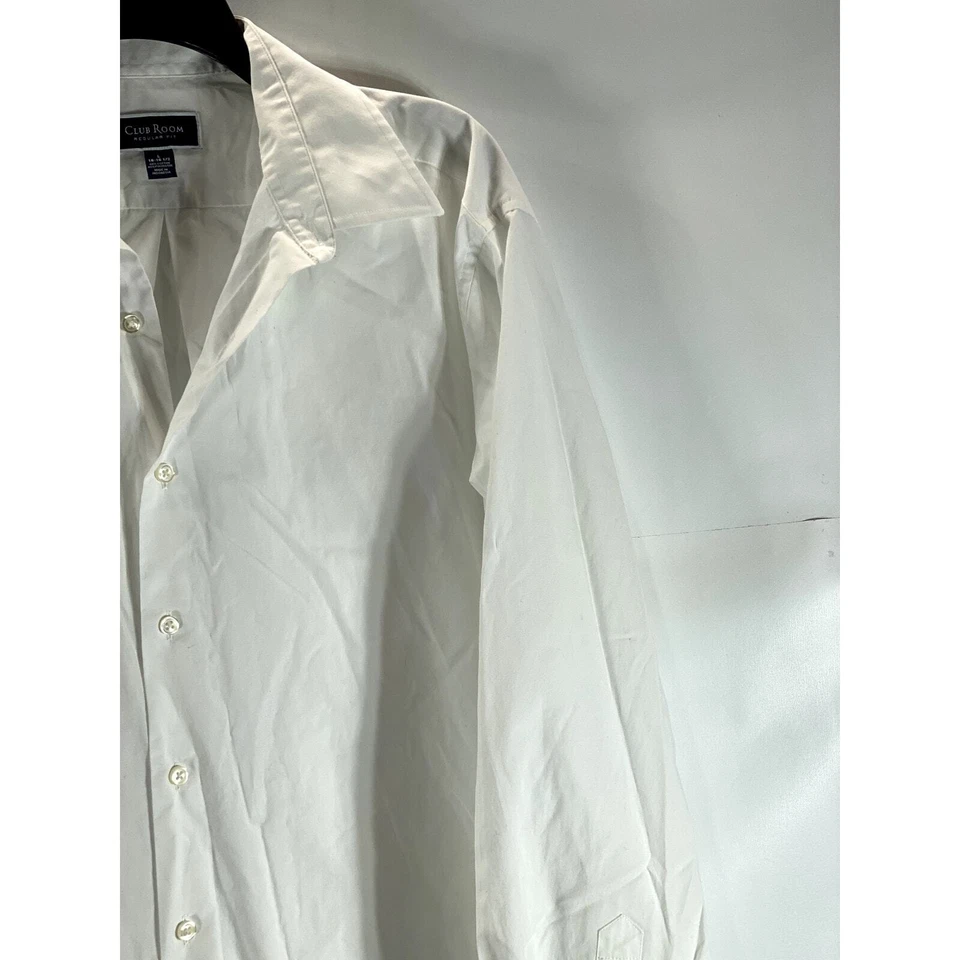 CLUB ROOM Men's Solid White Regular-Fit Button-Up Long Sleeve Shirt SZ  - Image 3 of 4